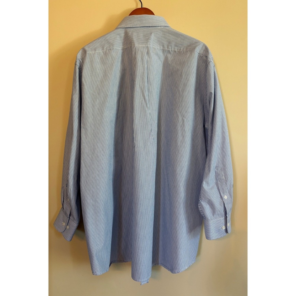 Saddlebred Big Easy Care Striped Blue White Button Down Dress Shirt 2XL - Picture 4 of 8